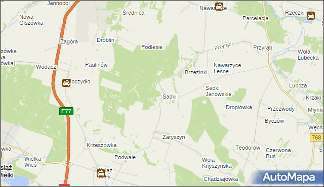 mapa Sadki gmina Wodzisław, Sadki gmina Wodzisław na mapie Targeo