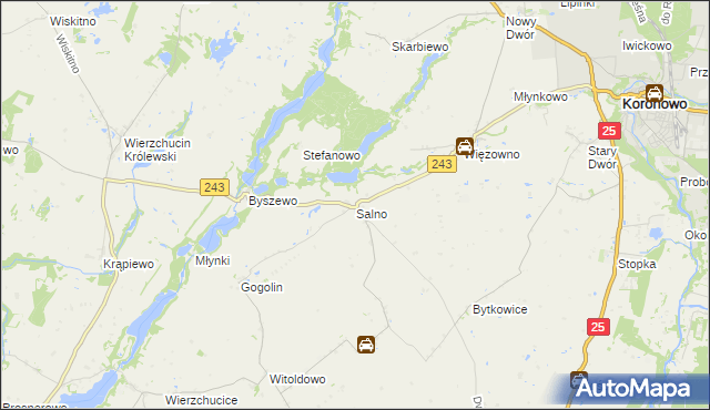 mapa Salno gmina Koronowo, Salno gmina Koronowo na mapie Targeo