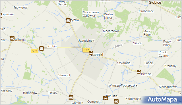 mapa Sanniki powiat gostyniński, Sanniki powiat gostyniński na mapie Targeo