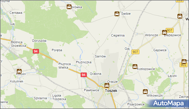 mapa Sarnów gmina Toszek, Sarnów gmina Toszek na mapie Targeo