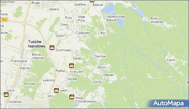 mapa Sarnów gmina Tuszów Narodowy, Sarnów gmina Tuszów Narodowy na mapie Targeo