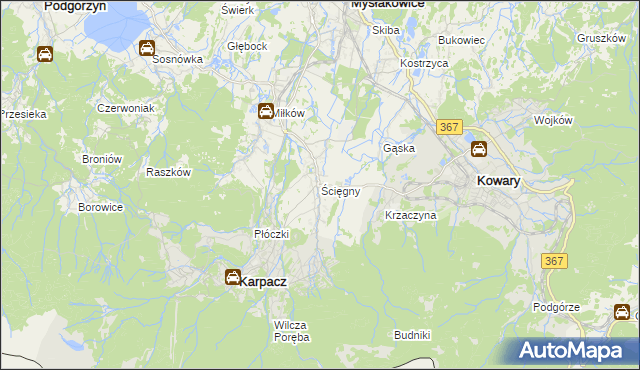 mapa Ściegny, Ściegny na mapie Targeo