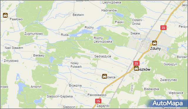 mapa Sędraszyce, Sędraszyce na mapie Targeo