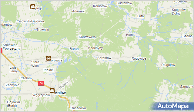 mapa Serbinów, Serbinów na mapie Targeo