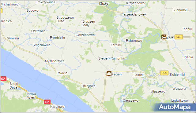 mapa Siecień-Rumunki, Siecień-Rumunki na mapie Targeo