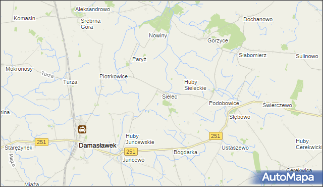 mapa Sielec gmina Żnin, Sielec gmina Żnin na mapie Targeo