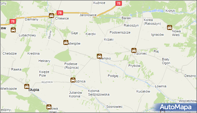 mapa Sieńsko, Sieńsko na mapie Targeo