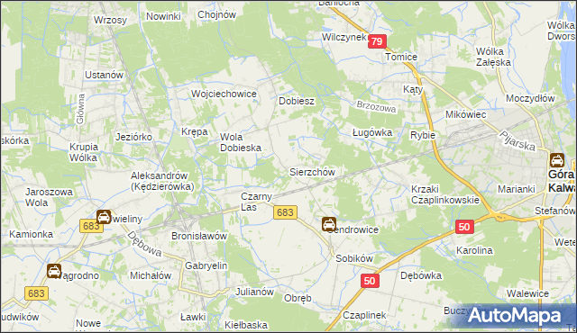 mapa Sierzchów gmina Góra Kalwaria, Sierzchów gmina Góra Kalwaria na mapie Targeo