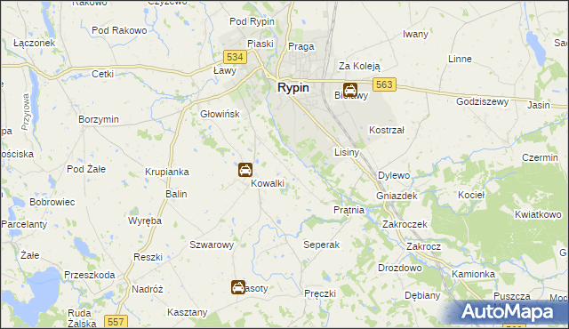 mapa Sikory gmina Rypin, Sikory gmina Rypin na mapie Targeo