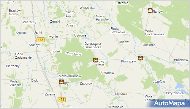 mapa Sikory gmina Zadzim, Sikory gmina Zadzim na mapie Targeo