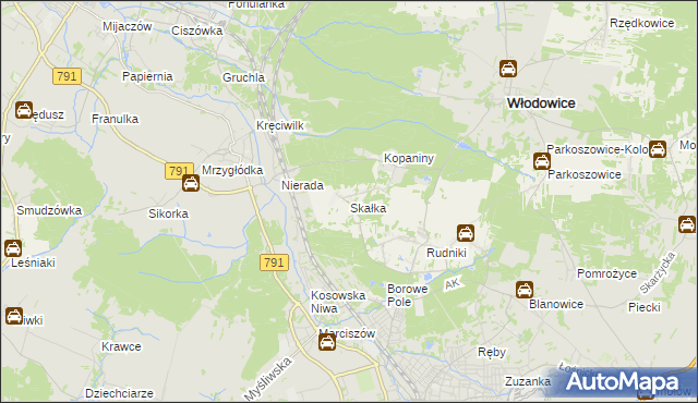 mapa Skałka gmina Włodowice, Skałka gmina Włodowice na mapie Targeo