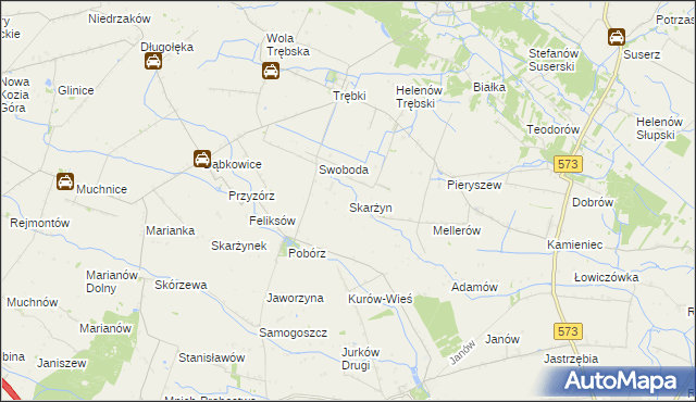 mapa Skarżyn gmina Oporów, Skarżyn gmina Oporów na mapie Targeo