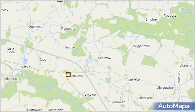 mapa Skoczów gmina Dygowo, Skoczów gmina Dygowo na mapie Targeo