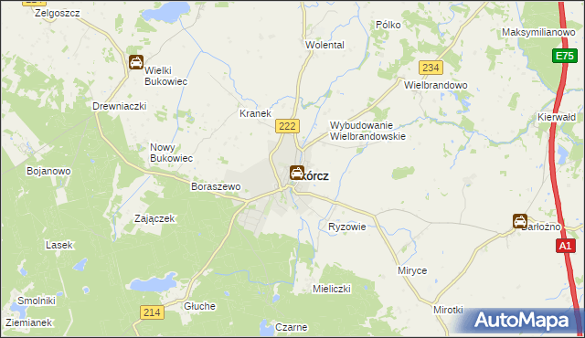 mapa Skórcz, Skórcz na mapie Targeo