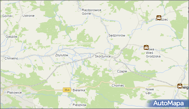 mapa Skorzynice, Skorzynice na mapie Targeo