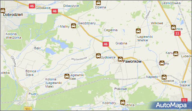 mapa Skrzydłowice, Skrzydłowice na mapie Targeo