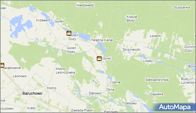 mapa Skrzynki gmina Baruchowo, Skrzynki gmina Baruchowo na mapie Targeo