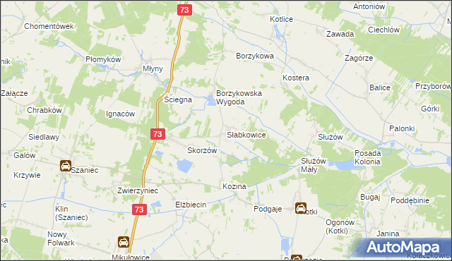 mapa Słabkowice, Słabkowice na mapie Targeo