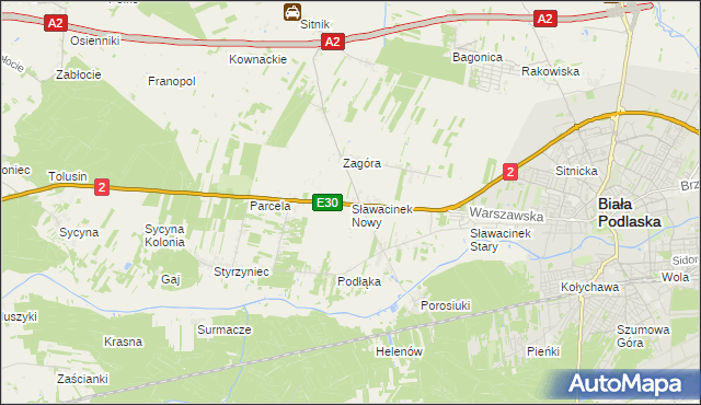 mapa Sławacinek Nowy, Sławacinek Nowy na mapie Targeo