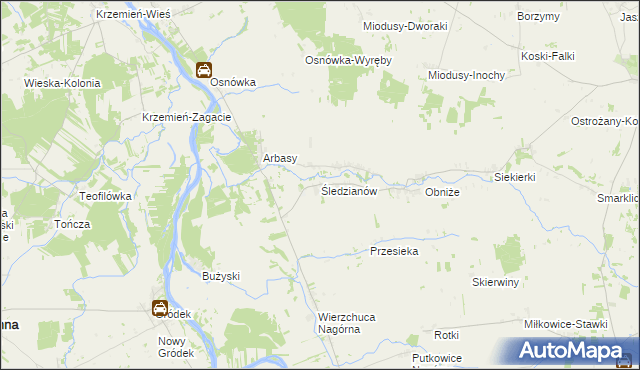 mapa Śledzianów, Śledzianów na mapie Targeo