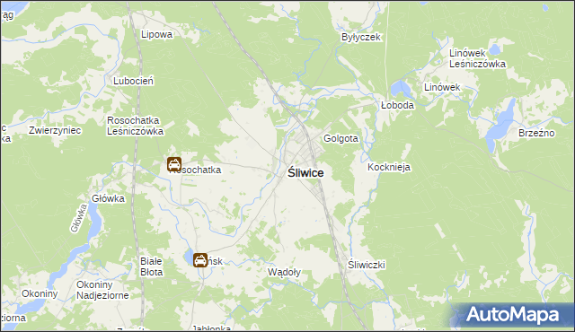 mapa Śliwice powiat tucholski, Śliwice powiat tucholski na mapie Targeo