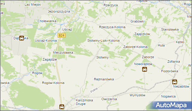 mapa Słotwiny gmina Karczmiska, Słotwiny gmina Karczmiska na mapie Targeo