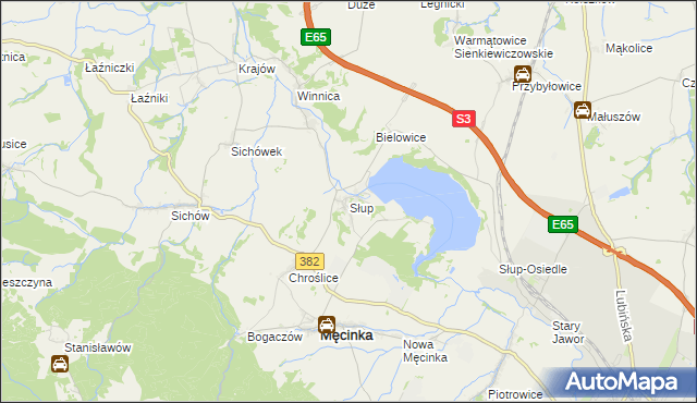 mapa Słup gmina Męcinka, Słup gmina Męcinka na mapie Targeo