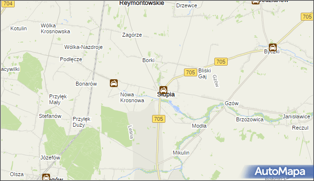 mapa Słupia powiat skierniewicki, Słupia powiat skierniewicki na mapie Targeo