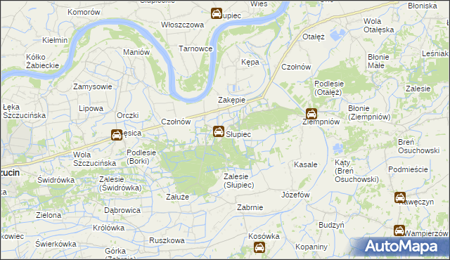 mapa Słupiec gmina Szczucin, Słupiec gmina Szczucin na mapie Targeo