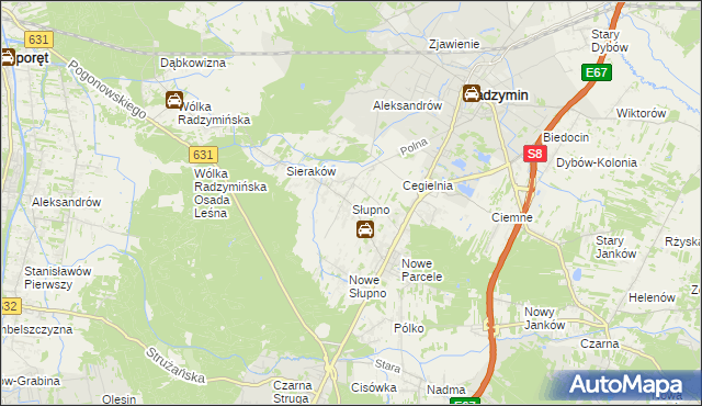 mapa Słupno gmina Radzymin, Słupno gmina Radzymin na mapie Targeo