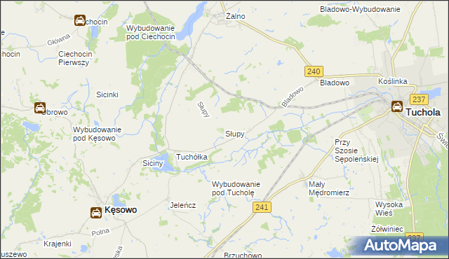 mapa Słupy gmina Tuchola, Słupy gmina Tuchola na mapie Targeo