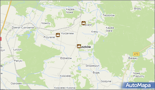 mapa Słuszków, Słuszków na mapie Targeo