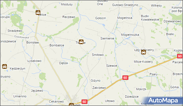 mapa Śmiłowo gmina Bielsk, Śmiłowo gmina Bielsk na mapie Targeo