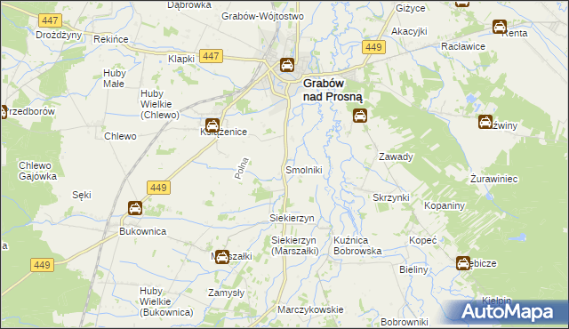 mapa Smolniki gmina Grabów nad Prosną, Smolniki gmina Grabów nad Prosną na mapie Targeo
