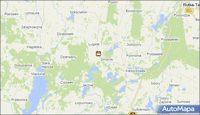 mapa Smolniki gmina Rutka-Tartak, Smolniki gmina Rutka-Tartak na mapie Targeo