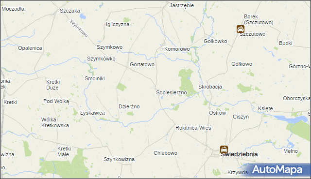 mapa Sobiesierzno, Sobiesierzno na mapie Targeo