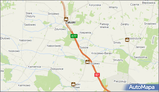 mapa Sobole gmina Załuski, Sobole gmina Załuski na mapie Targeo