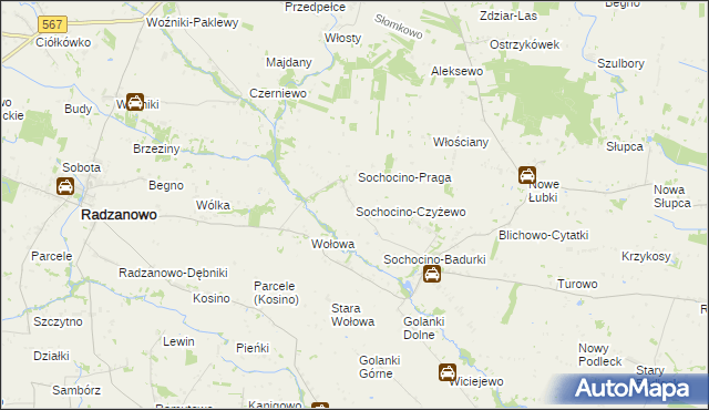 mapa Sochocino-Czyżewo, Sochocino-Czyżewo na mapie Targeo