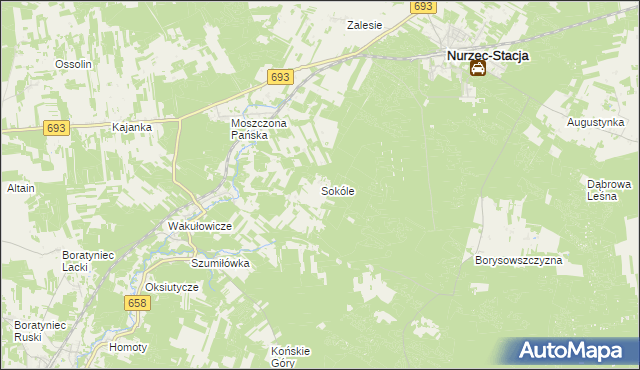 mapa Sokóle gmina Nurzec-Stacja, Sokóle gmina Nurzec-Stacja na mapie Targeo