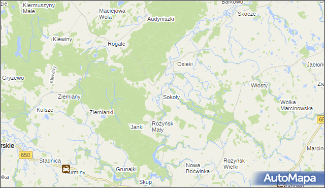 mapa Sokoły gmina Gołdap, Sokoły gmina Gołdap na mapie Targeo