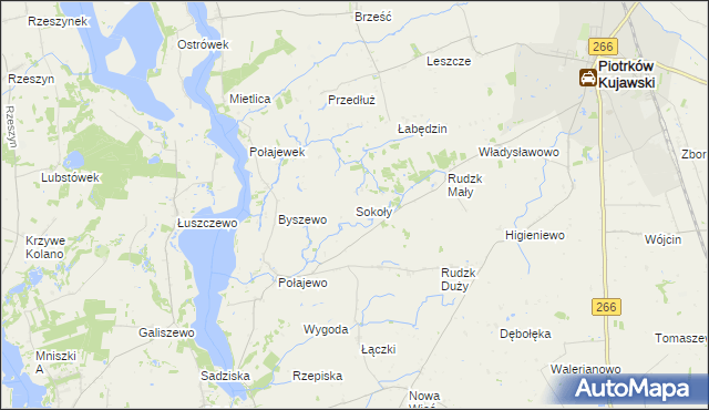 mapa Sokoły gmina Piotrków Kujawski, Sokoły gmina Piotrków Kujawski na mapie Targeo