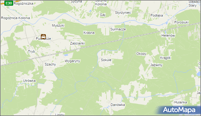 mapa Sokule gmina Drelów, Sokule gmina Drelów na mapie Targeo