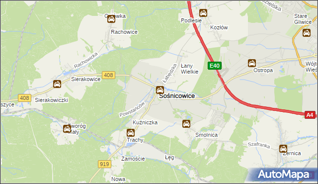 mapa Sośnicowice, Sośnicowice na mapie Targeo