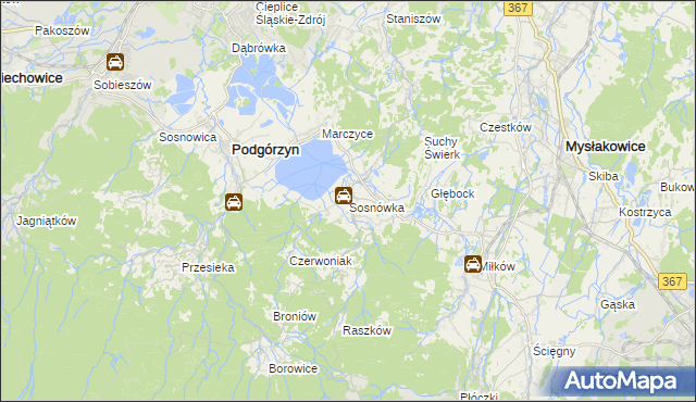 mapa Sosnówka gmina Podgórzyn, Sosnówka gmina Podgórzyn na mapie Targeo