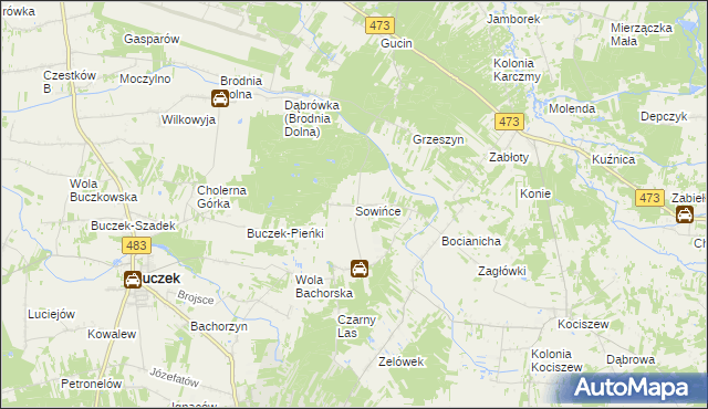 mapa Sowińce, Sowińce na mapie Targeo