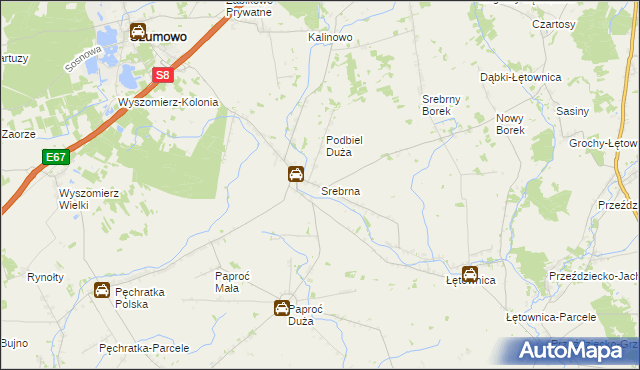 mapa Srebrna gmina Szumowo, Srebrna gmina Szumowo na mapie Targeo