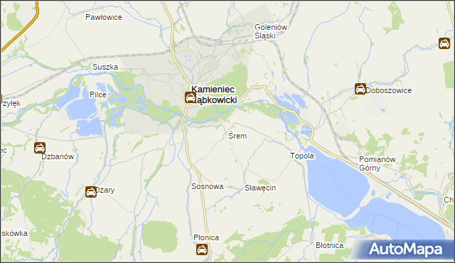 mapa Śrem gmina Kamieniec Ząbkowicki, Śrem gmina Kamieniec Ząbkowicki na mapie Targeo