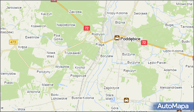 mapa Stacja Poddębice, Stacja Poddębice na mapie Targeo