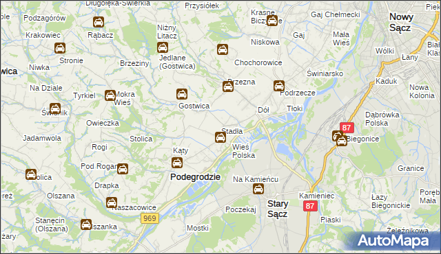 mapa Stadła, Stadła na mapie Targeo