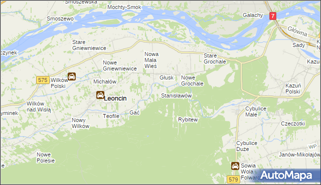 mapa Stanisławów gmina Leoncin, Stanisławów gmina Leoncin na mapie Targeo